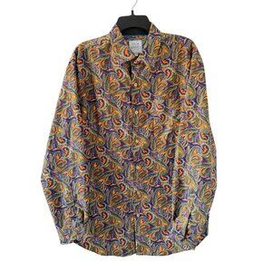 Steve Harvey Collection Paisley Button-Up Shirt Sz M Multicolor 100%Long Sleeve